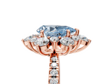 Rose gold Fancy Blue Pear  Cut Diamond Floral Halo Pave Band with Prong Setting_41