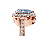 Rose gold Fancy Blue Pear Cut Diamond Floral Halo Ring with Pavé Band and Prong Setting_8