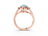 Rose gold Fancy Blue Pear Cut Diamond Floral Halo Split Shank Prong Setting Ring_3