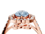 Rose gold Fancy Blue Pear Cut Diamond Floral Halo Split Shank Prong Setting Ring_4