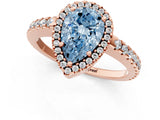 Rose gold Fancy Blue Pear Cut Diamond Halo Engagement Ring with Pavé Band and Prong Setting_28