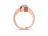 Rose gold Fancy Blue Pear Cut Diamond Halo Engagement Ring with Pavé Band and Prong Setting_30