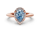 Rose gold Fancy Blue Pear  Cut Diamond Halo Engagement Ring with Split Shank and Four-Prong Setting_90