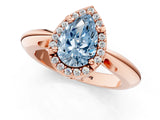 Rose gold Fancy Blue Pear  Cut Diamond Halo Engagement Ring with Split Shank and Four-Prong Setting_91
