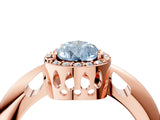 Rose gold Fancy Blue Pear  Cut Diamond Halo Engagement Ring with Split Shank and Four-Prong Setting_94