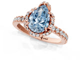 Rose gold Fancy Blue Pear Cut Diamond Halo Pave Band with Four-Prong Setting_4
