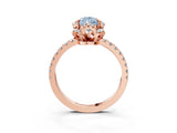 Rose gold Fancy Blue Pear Cut Diamond Halo Pave Band with Four-Prong Setting_6