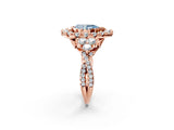 Rose gold Fancy Blue Pear Cut Diamond Halo Ring with Pavé Band and Four-Prong Setting_50