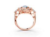 Rose gold Fancy Blue Pear Cut Diamond Halo Ring with Pavé Band and Four-Prong Setting_51