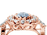 Rose gold Fancy Blue Pear Cut Diamond Halo Ring with Pavé Band and Four-Prong Setting_52