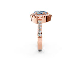 Rose gold Fancy Blue Pear Cut Diamond Halo Ring with Pavé Band and Prong Setting_2
