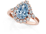 Rose gold Fancy Blue Pear Cut Diamond Halo Ring with Pear Side Stones and Prong Setting_52