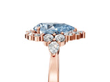 Rose gold Fancy Blue Pear Cut Diamond Halo Ring with Pear Side Stones and Prong Setting_56