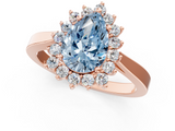Rose gold Fancy Blue Pear  Cut Diamond Halo Ring with Round Brilliant Halo and Solitaire Band_103