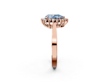 Rose gold Fancy Blue Pear  Cut Diamond Halo Ring with Round Brilliant Halo and Solitaire Band_104