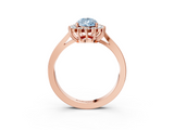 Rose gold Fancy Blue Pear  Cut Diamond Halo Ring with Round Brilliant Halo and Solitaire Band_105