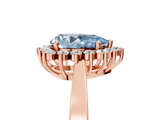 Rose gold Fancy Blue Pear  Cut Diamond Halo Ring with Round Brilliant Halo and Solitaire Band_107