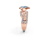 Rose gold Fancy Blue Pear Cut Diamond Halo Ring with Round Split Shank and Prong Setting_38