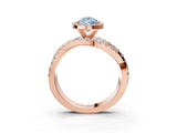 Rose gold Fancy Blue Pear Cut Diamond Halo Ring with Round Split Shank and Prong Setting_39