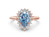 Rose gold Fancy Blue Pear  Cut Diamond Halo Ring with Solitaire Band and Prong Setting_53