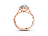 Rose gold Fancy Blue Pear  Cut Diamond Halo Ring with Solitaire Band and Prong Setting_56