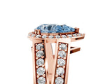 Rose gold Fancy Blue Pear Cut Diamond Halo Ring with Split Shank Pavé Band and Four-Prong Setting_5