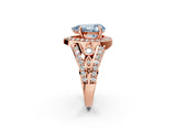 Rose gold Fancy Blue Pear Cut Diamond Halo Ring with Split Shank and Bezel Accents and Four-Prong Setting_2