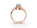 Rose gold Fancy Blue Pear Cut Diamond Halo Ring with Split Shank and Bezel Accents and Four-Prong Setting_3