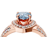 Rose gold Fancy Blue Pear Cut Diamond Halo Ring with Split Shank and Bezel Accents and Four-Prong Setting_4