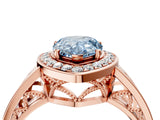 Rose gold Fancy Blue Pear Cut Diamond Halo Ring with Split Shank and Bezel Accents and Prong Setting_4