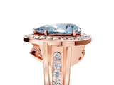 Rose gold Fancy Blue Pear Cut Diamond Halo Ring with Split Shank and Bezel Accents and Prong Setting_5