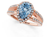 Rose gold Fancy Blue Pear Cut Diamond Halo Split Shank Engagement Ring_59