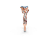 Rose gold Fancy Blue Pear Cut Diamond  Halo Twist Band Solitaire Prong Setting Ring_14