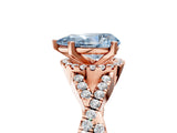 Rose gold Fancy Blue Pear Cut Diamond  Halo Twist Band Solitaire Prong Setting Ring_17