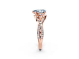 Rose gold Fancy Blue Pear Cut Diamond  Halo Twist Band Solitaire Prong Setting Ring_44