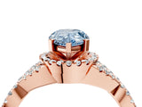 Rose gold Fancy Blue Pear Cut Diamond  Halo Twist Band Solitaire Prong Setting Ring_46