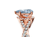 Rose gold Fancy Blue Pear Cut Diamond  Halo Twist Band Solitaire Prong Setting Ring_47