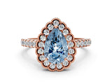 Rose gold Fancy Blue Pear  Cut Diamond Milgrain Floral Halo Engagement Ring with Pavé Band_38