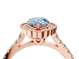 Rose gold Fancy Blue Pear  Cut Diamond Milgrain Floral Halo Engagement Ring with Pavé Band_42