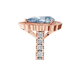 Rose gold Fancy Blue Pear  Cut Diamond Milgrain Floral Halo Engagement Ring with Pavé Band_43