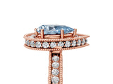 Rose gold Fancy Blue Pear Cut Diamond Milgrain Halo Engagement Ring with Round Pavé Band and Prong Setting_17