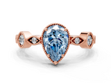 Rose gold Fancy Blue Pear  Cut Diamond Milgrain Marquise Band with Prong Setting_3