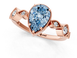 Rose gold Fancy Blue Pear  Cut Diamond Milgrain Marquise Band with Prong Setting_4