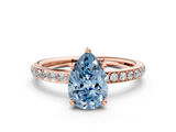 Rose gold Fancy Blue Pear  Cut Diamond Pavé Band Ring with Four-Prong Setting_24