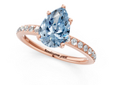 Rose gold Fancy Blue Pear  Cut Diamond Pavé Band Ring with Four-Prong Setting_25
