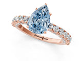 Rose gold Fancy Blue Pear Cut Diamond Pavé Band Solitaire Ring with Prong Setting_82