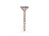 Rose gold Fancy Blue Pear Cut Diamond Pavé Band Solitaire Ring with Prong Setting_83