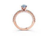 Rose gold Fancy Blue Pear Cut Diamond Pavé Band Solitaire Ring with Prong Setting_84