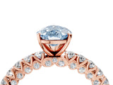 Rose gold Fancy Blue Pear Cut Diamond Pavé Band Solitaire Ring with Prong Setting_85