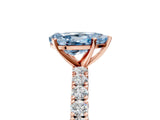 Rose gold Fancy Blue Pear Cut Diamond Pavé Band Solitaire Ring with Prong Setting_86